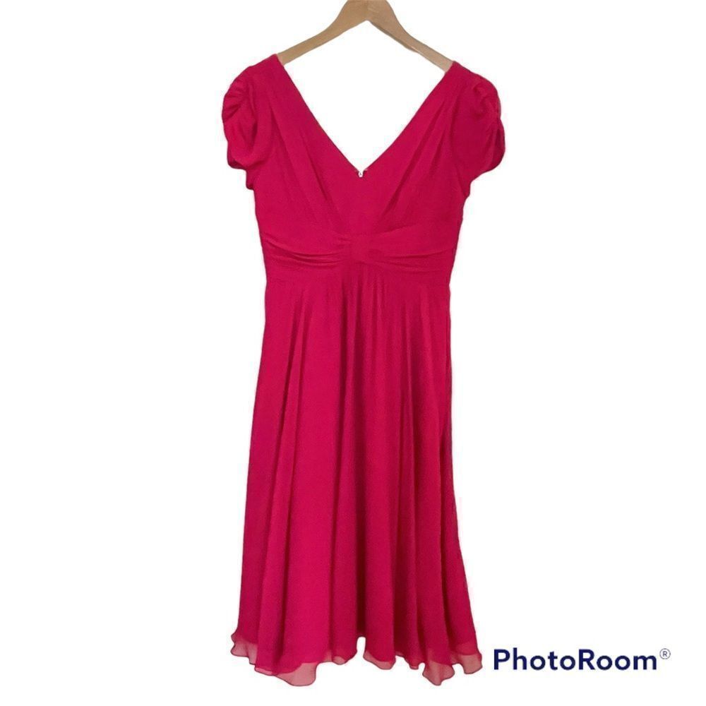 Suzy Chin Silk Double V Neck Midi Dress size 4